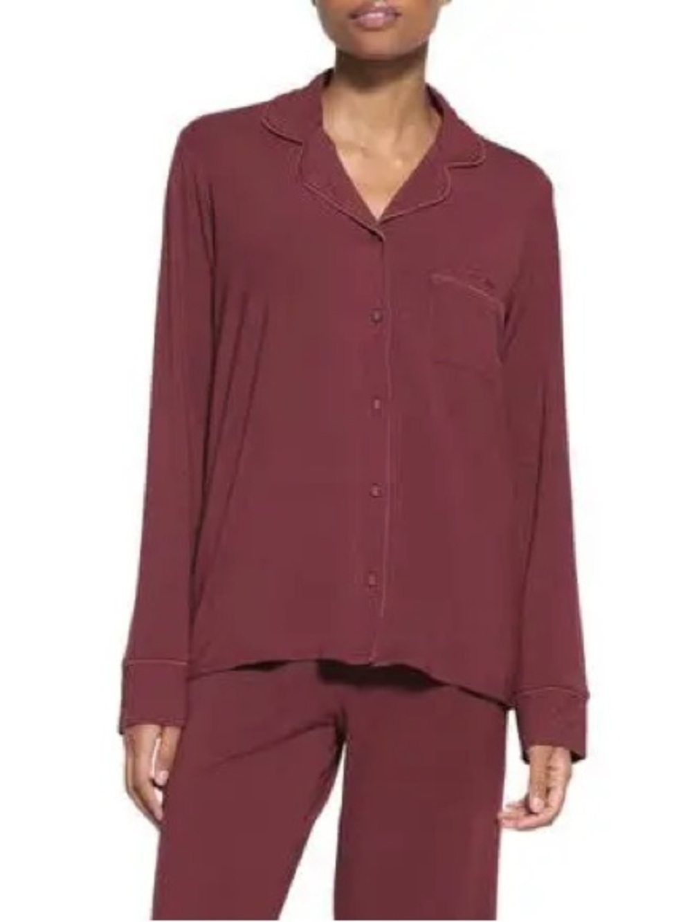 Skims Women's Long Sleeve Button up only - Burgundy